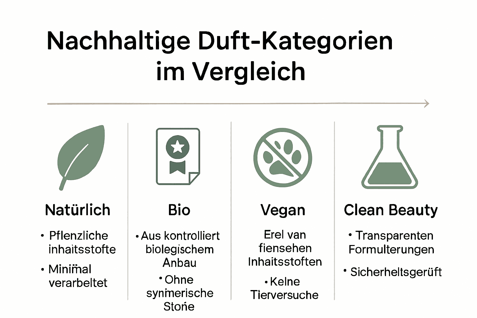 Infografik zeigt Unterschiede nachhaltiger Duft-Kategorien