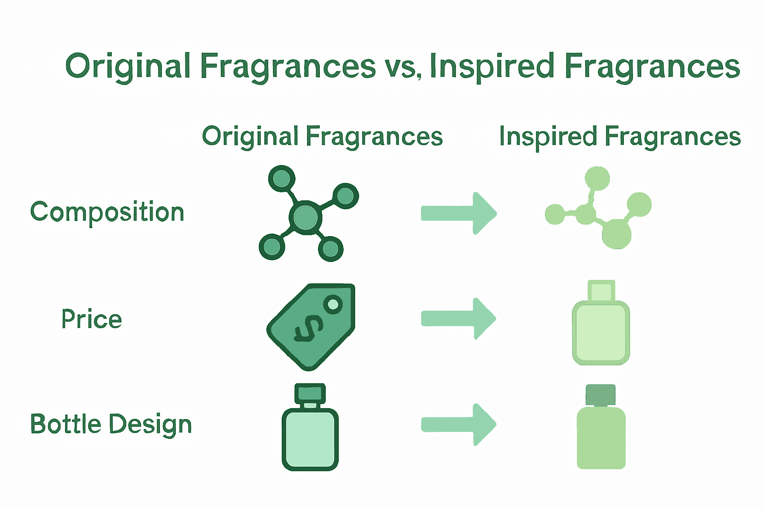 Comparison infographic showing differences between original and inspired fragrances.