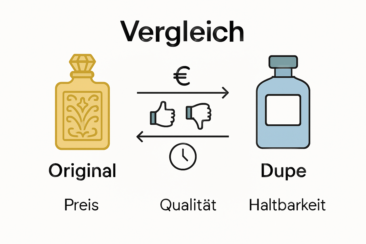 Infografik: Unterschiede zwischen Originalparfüm und Duft-Dupe im Vergleich