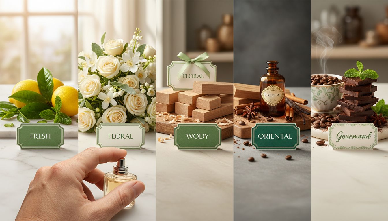 Visual arrangement of classic fragrance families