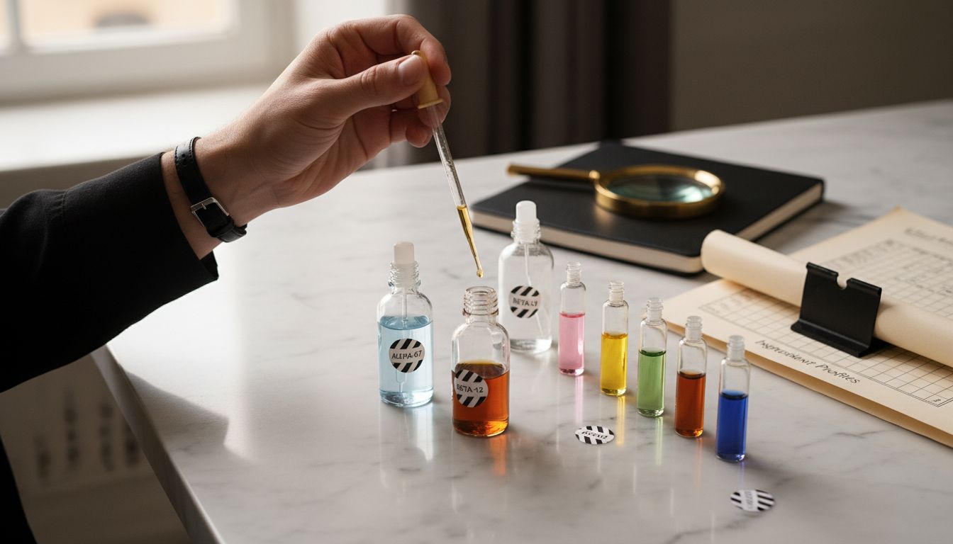 Close up of perfume ingredient comparison