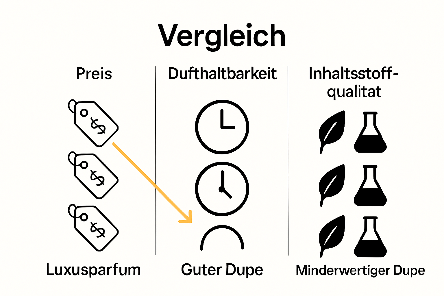 Infographic comparing dupe and original perfume