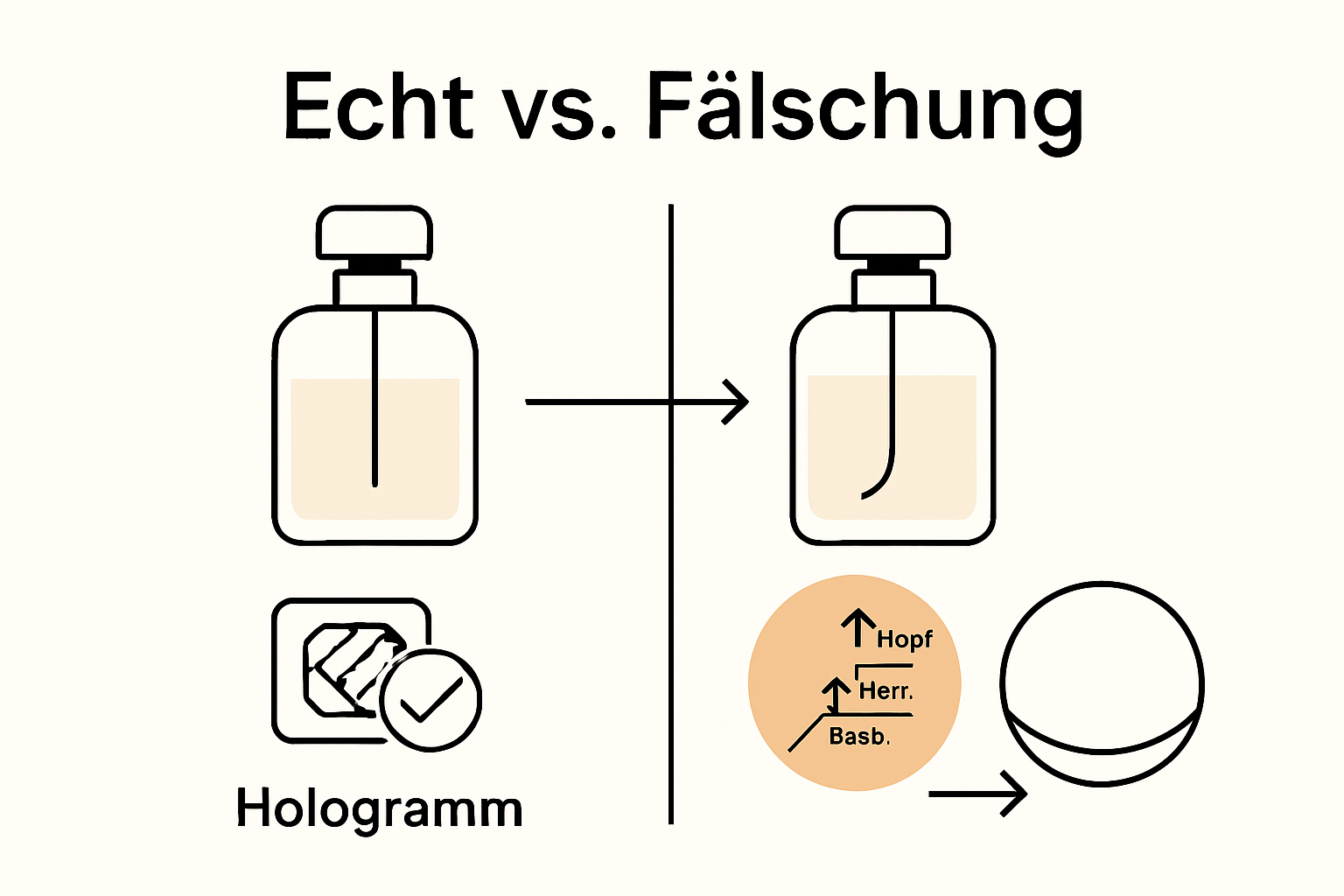 Infographic comparing real and fake perfume packaging