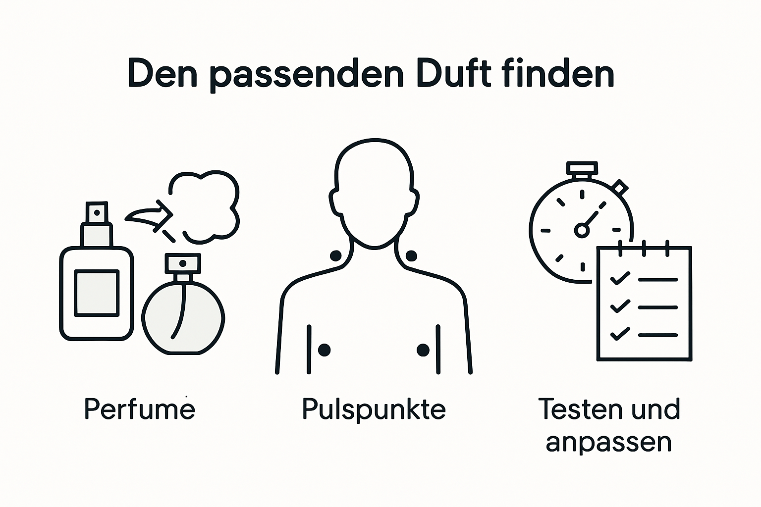 Die Infografik zeigt, wie man Parfums in mehreren Schritten perfekt miteinander kombiniert.