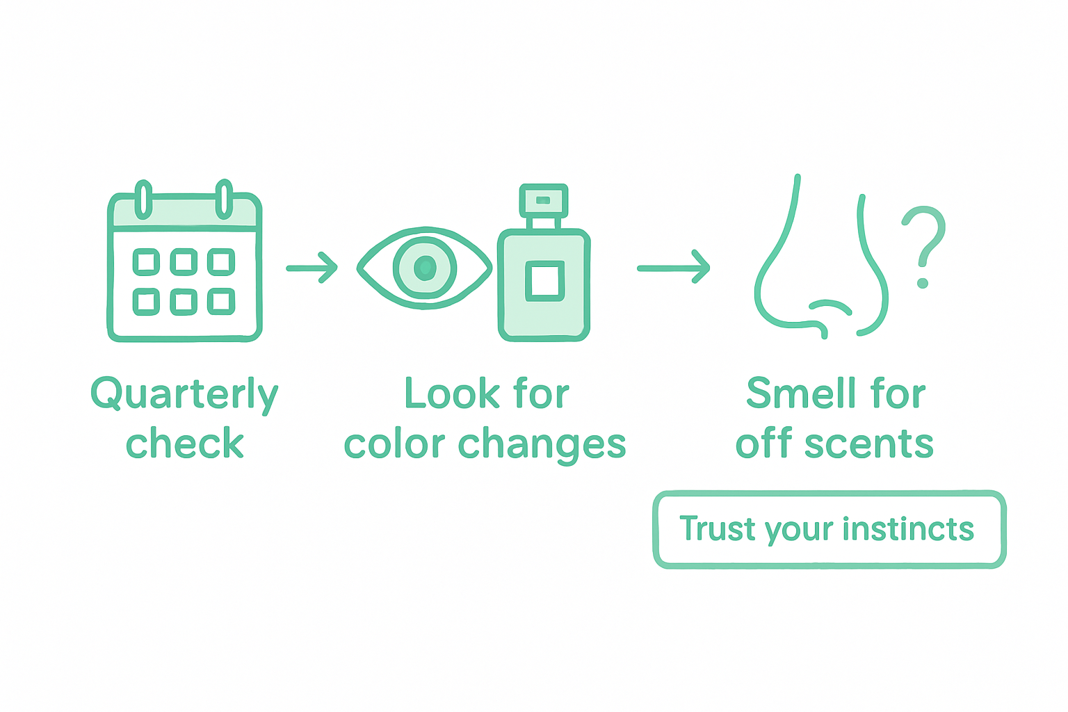 Infographic: checking perfume freshness steps