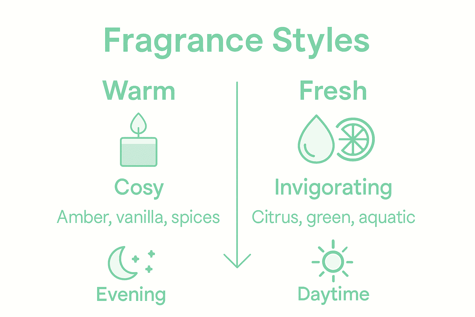 Infographic comparing warm and fresh fragrances