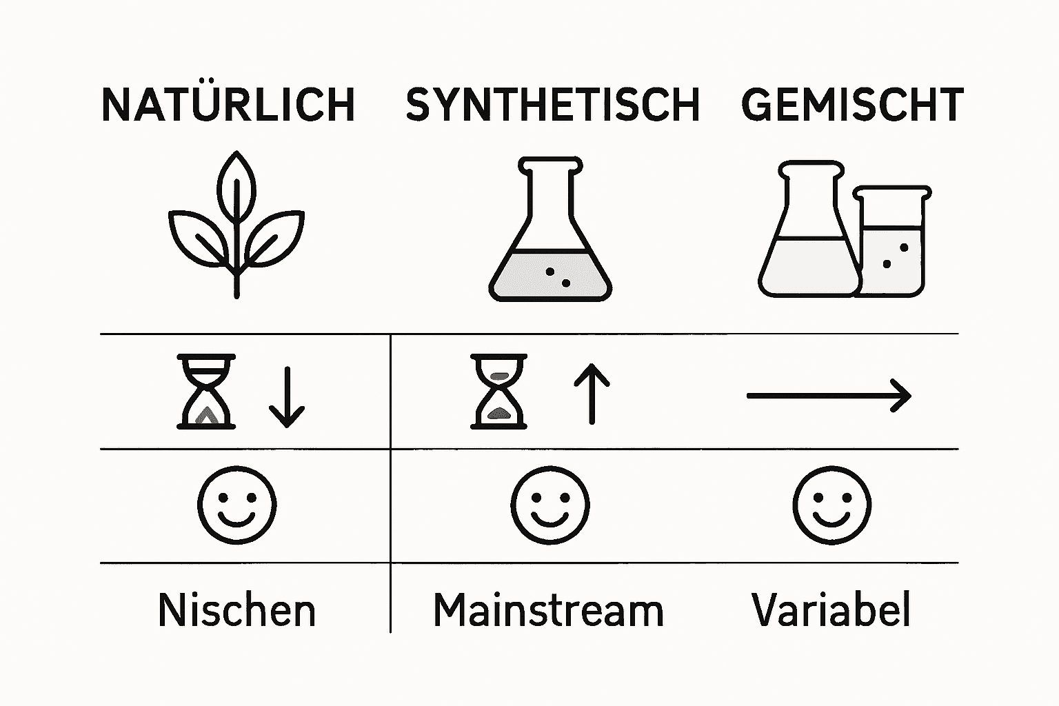 Infografik: Verschiedene Arten von Parfümölen im Vergleich – ihre Eigenschaften und Vorteile auf einen Blick