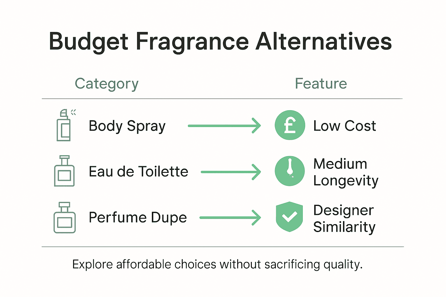 Infographic showing budget fragrance options comparison