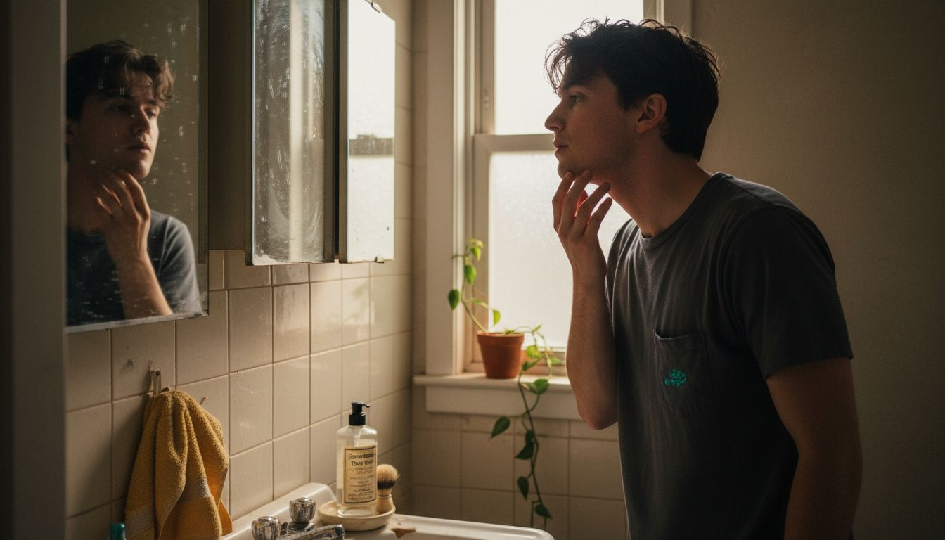 Man applying aftershave for oily skin