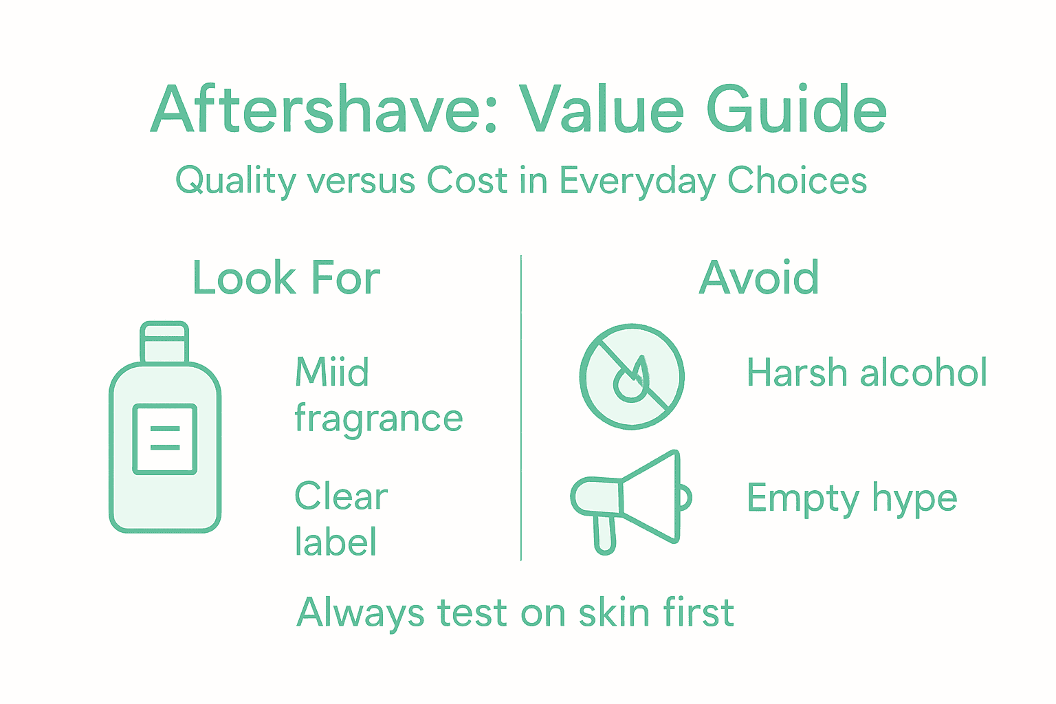 Infographic comparing aftershave quality and cost