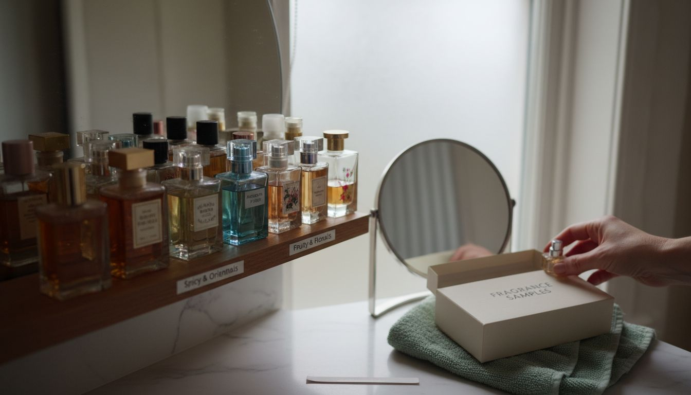Perfume bottles sorted by scent category