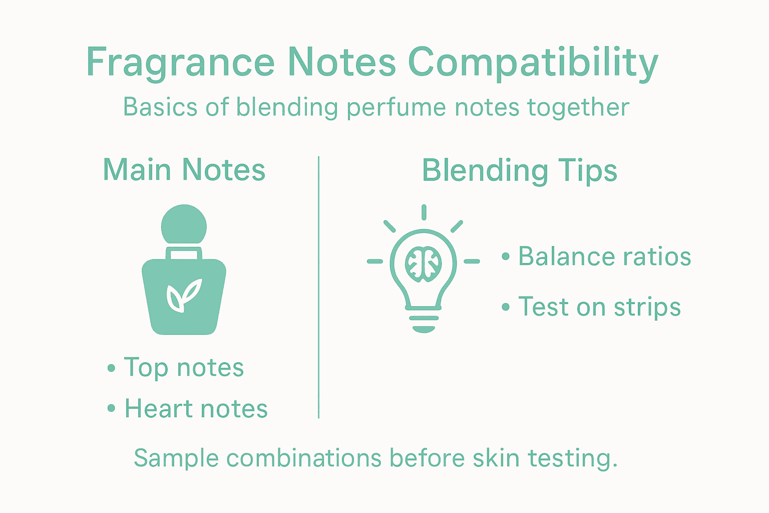 Infographic on fragrance notes and blending tips