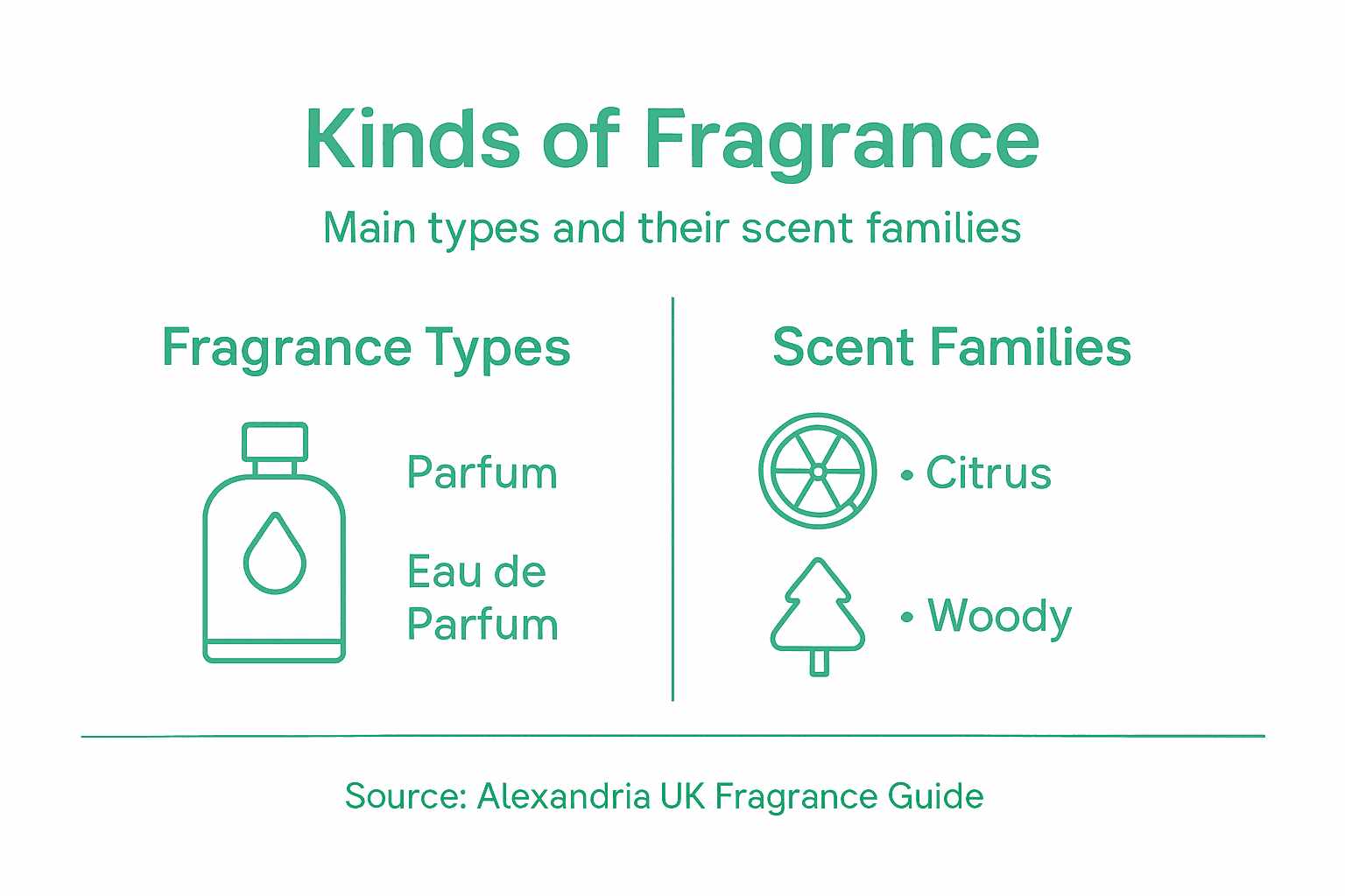 Infographic on main fragrance types and scents