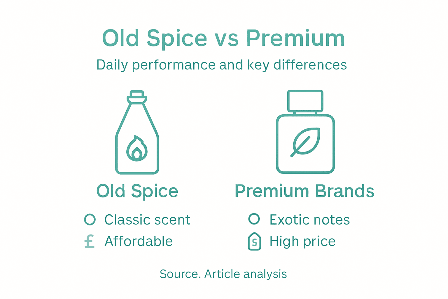 Infographic comparing Old Spice and premium aftershave