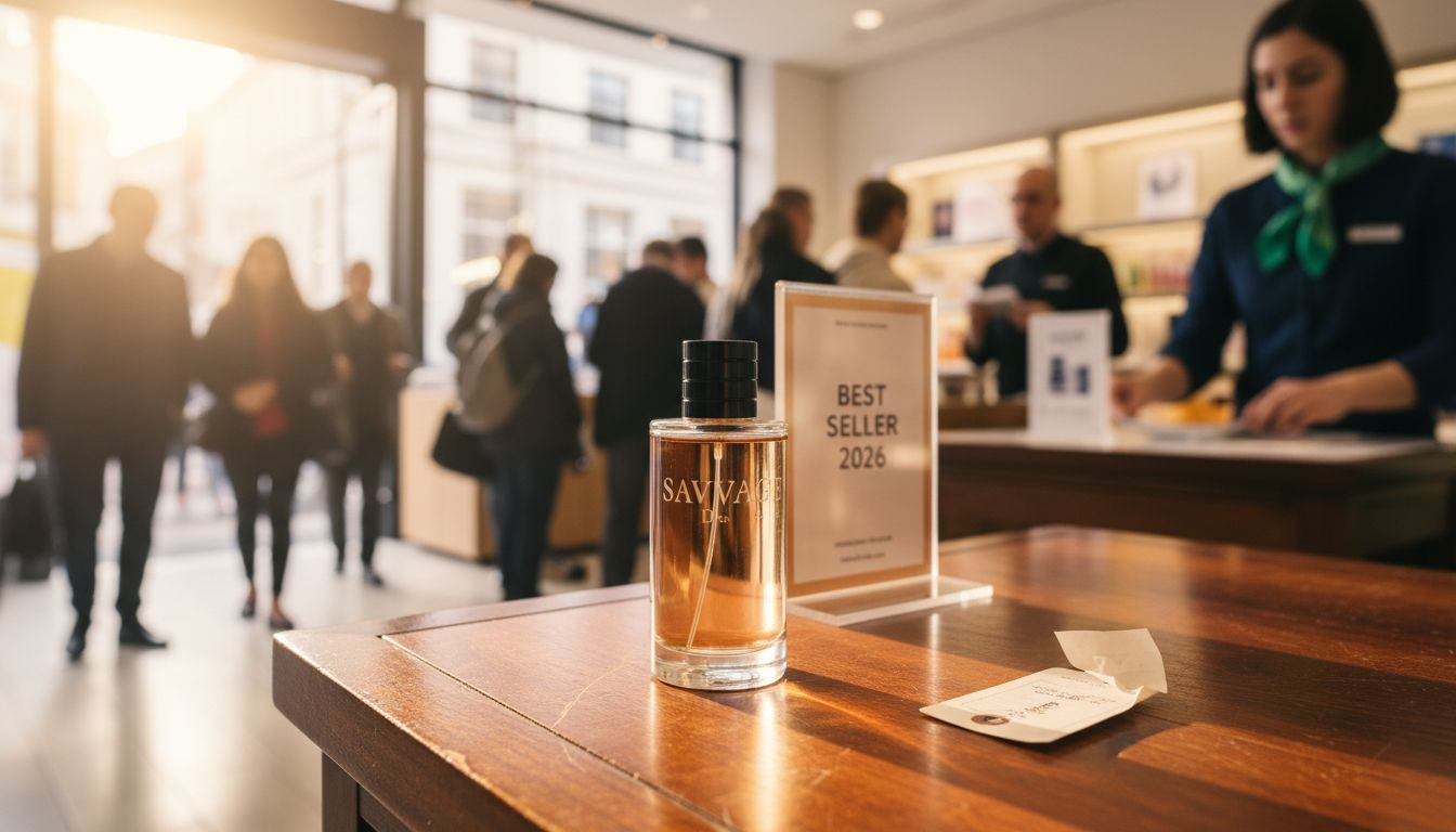 Dior Sauvage bottle at department store display