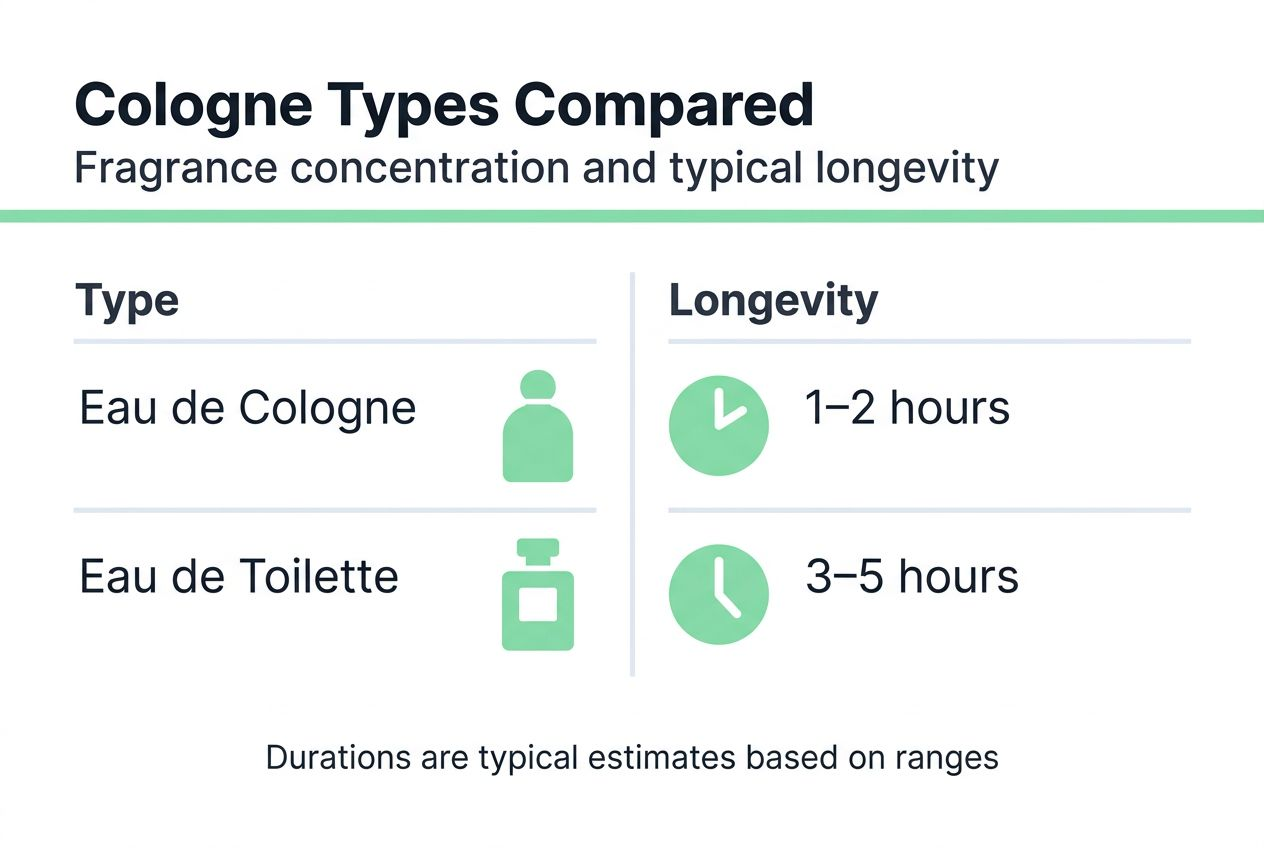 Infographic comparing cologne types and longevity