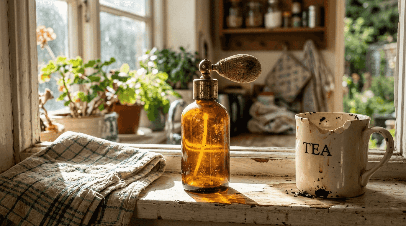 Perfume bottle exposed to direct daylight