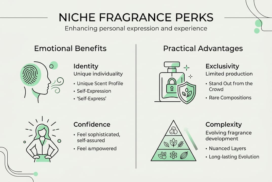 Infographic of niche fragrance key benefits