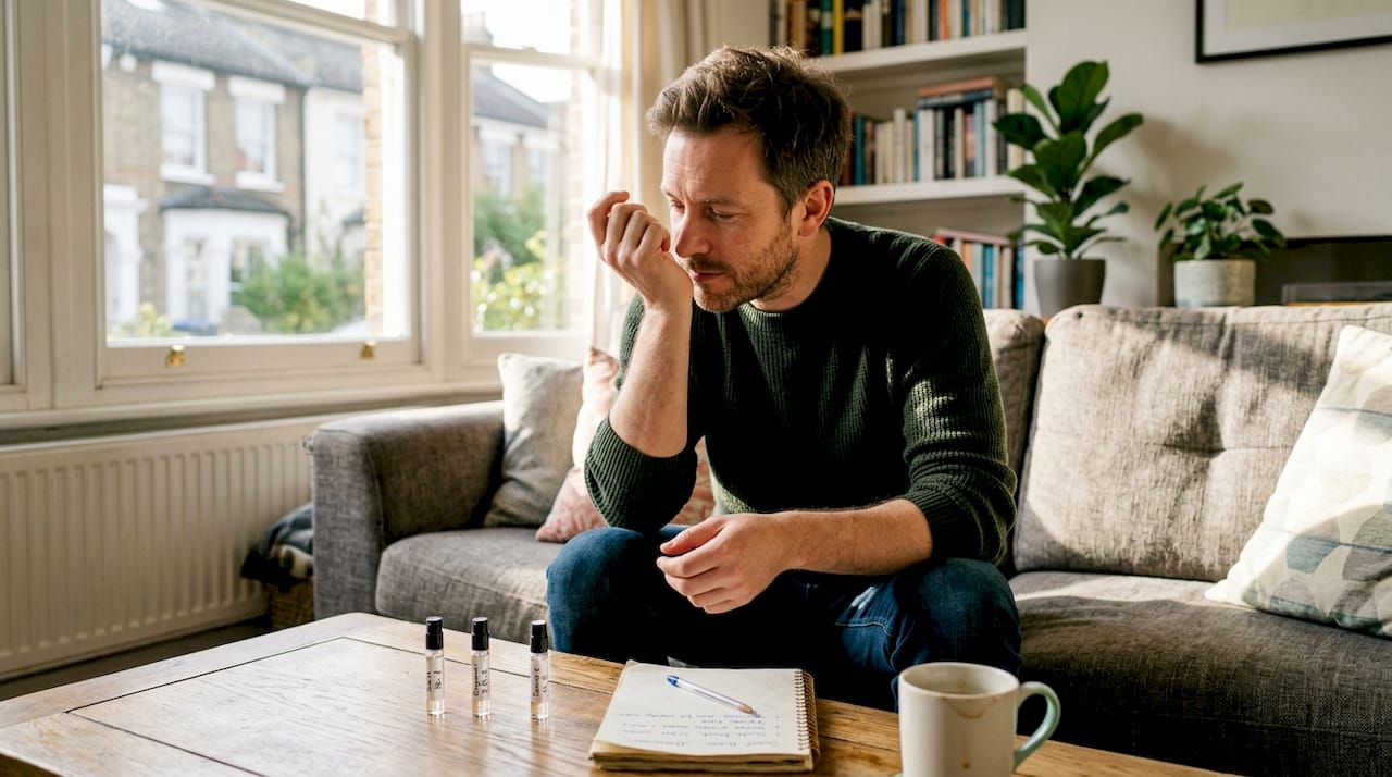 Man testing fragrance for personal expression