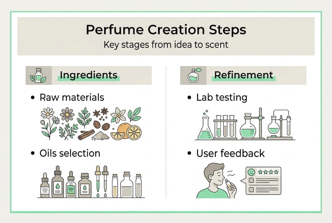 Infographic showing main perfume creation steps