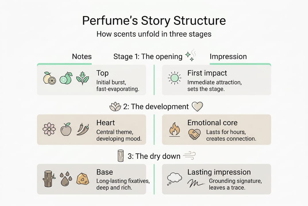 Infographic showing stages of perfume storytelling