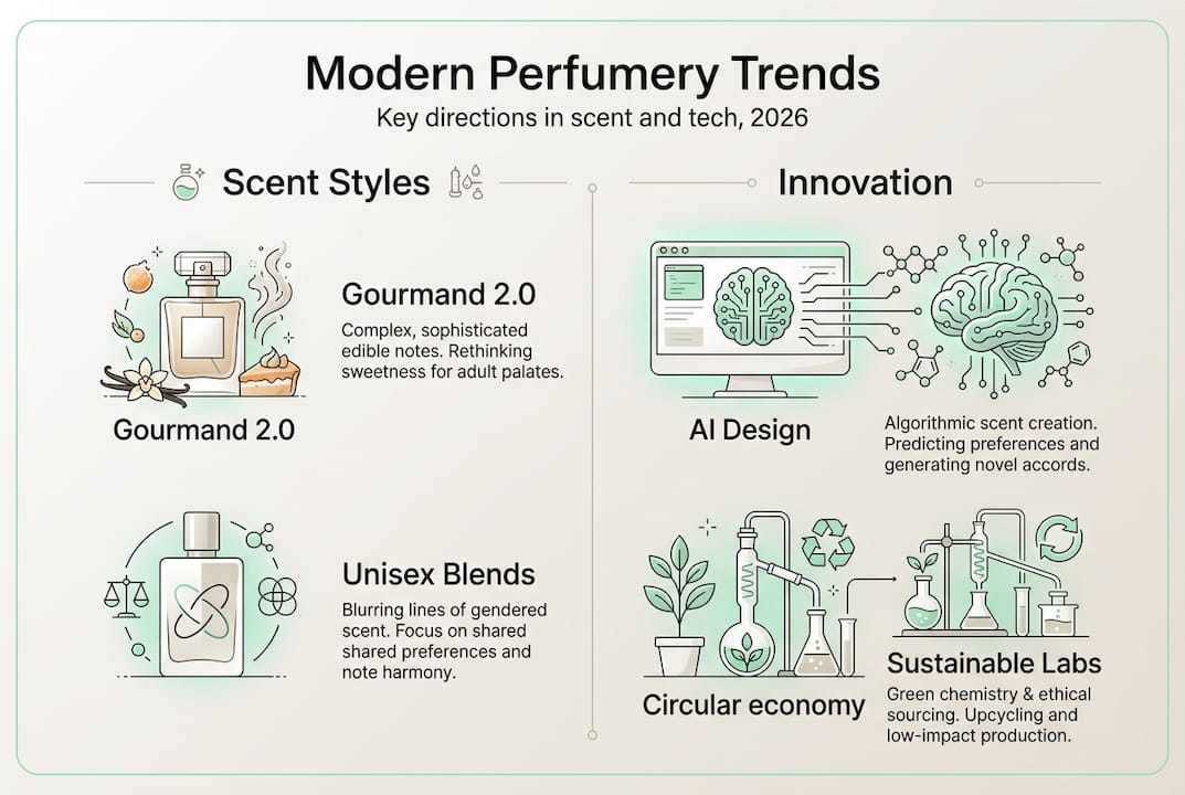 Infographic modern perfumery trends innovation and styles