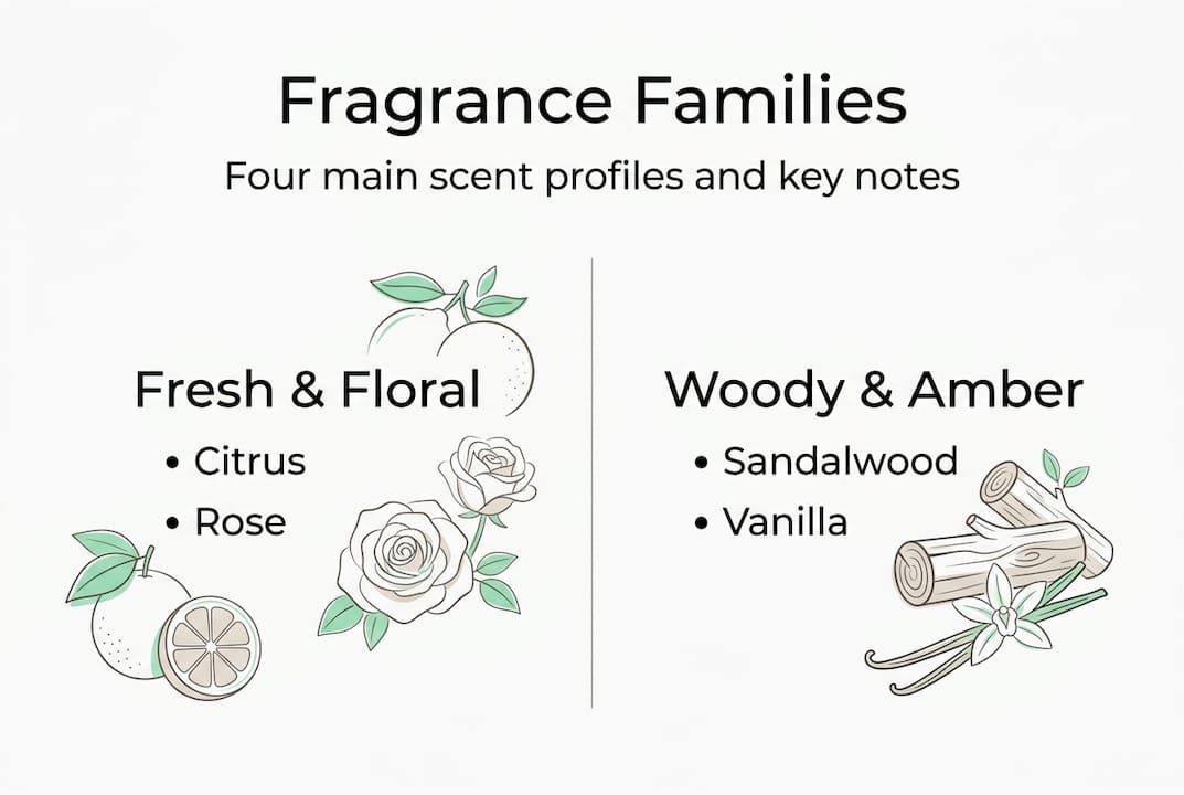 Infographic showing four main fragrance families