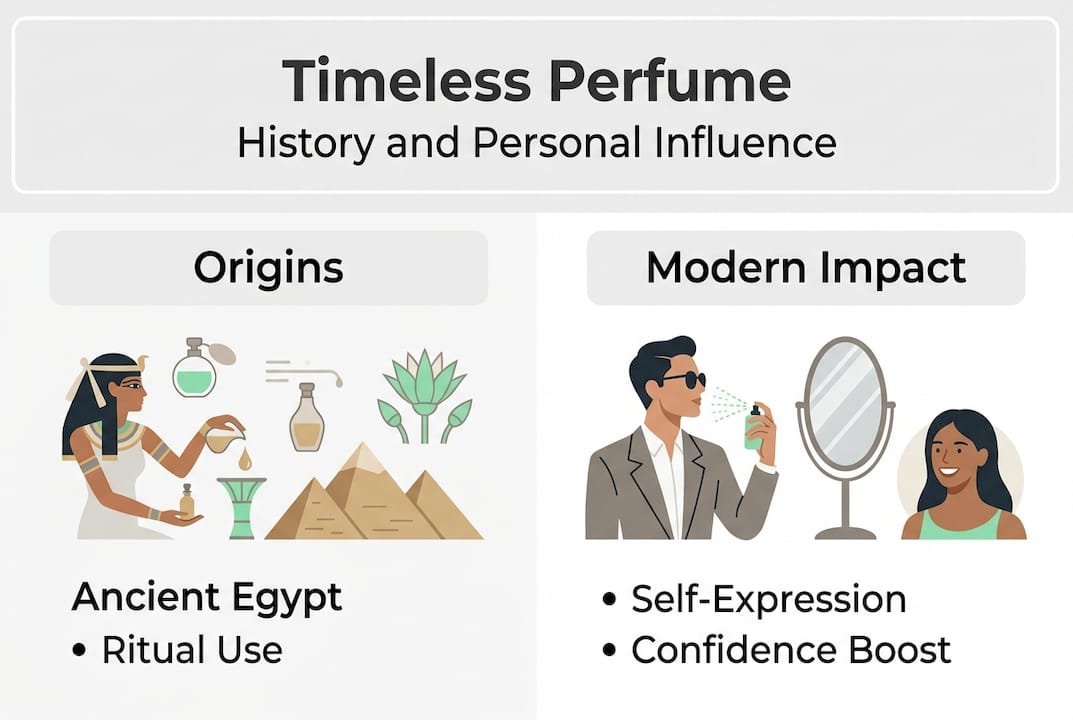 Infographic showing perfume history and influence