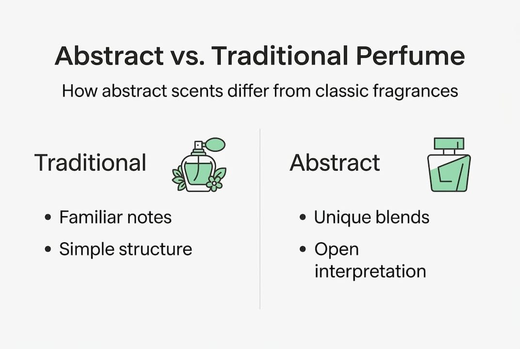 Infographic contrasting abstract and traditional perfumes