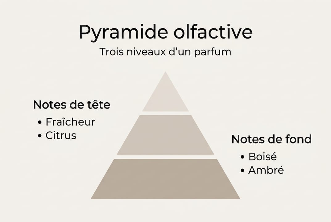 Schéma de la pyramide olfactive : les différentes notes clés d’un parfum
