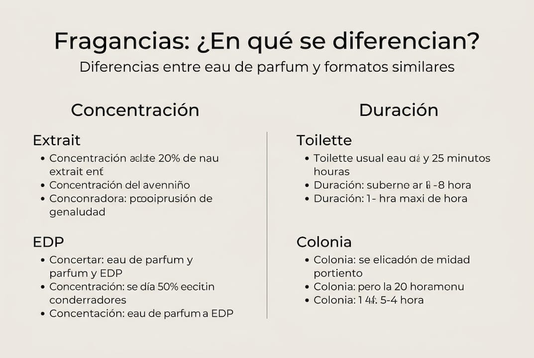 Guía visual para entender las diferencias entre los distintos tipos de fragancias