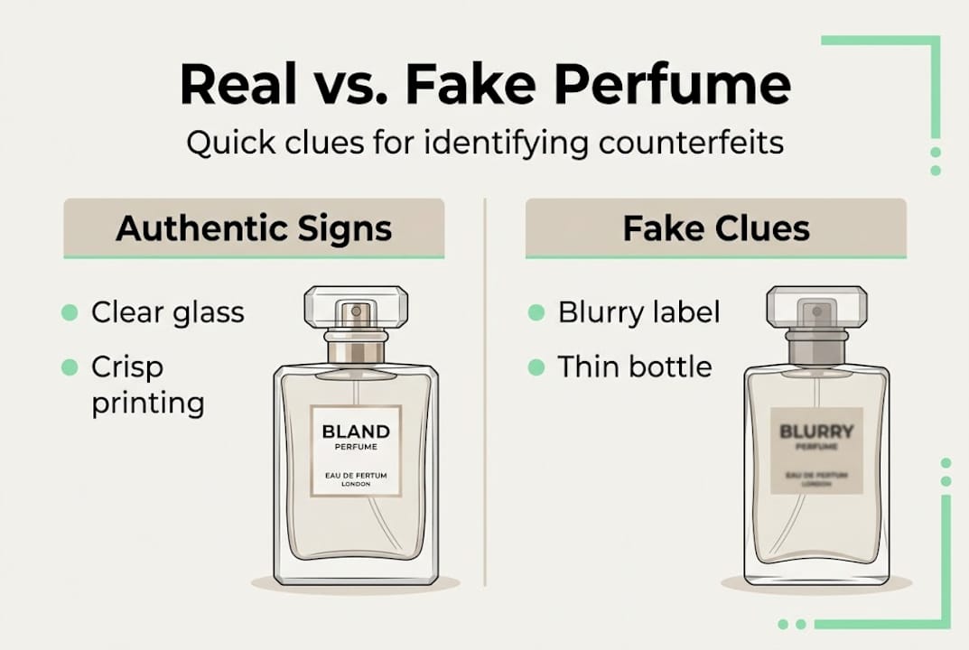 Infographic real vs fake perfume signs