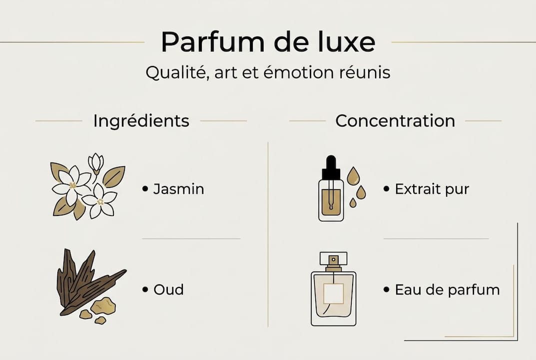 Découvrez une infographie exclusive sur la composition et la concentration des parfums haut de gamme.