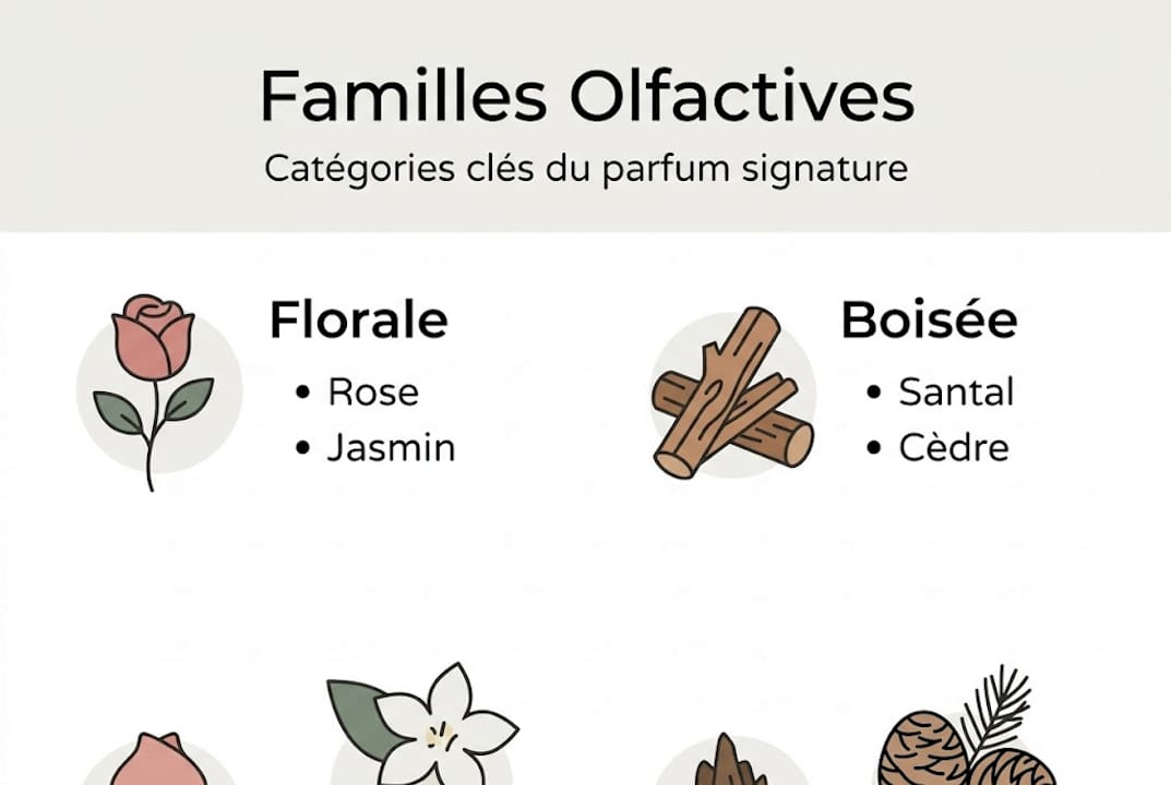 Découvrez notre infographie sur les grandes familles olfactives pour trouver le parfum qui vous correspond vraiment.