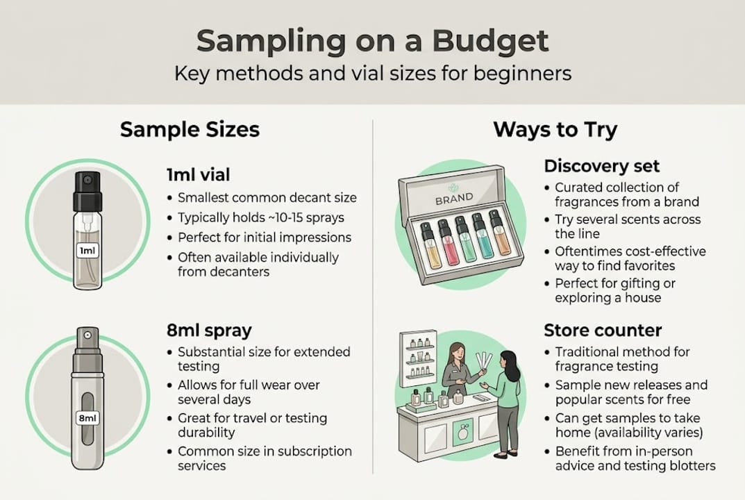 Infographic showing sample sizes and sampling methods