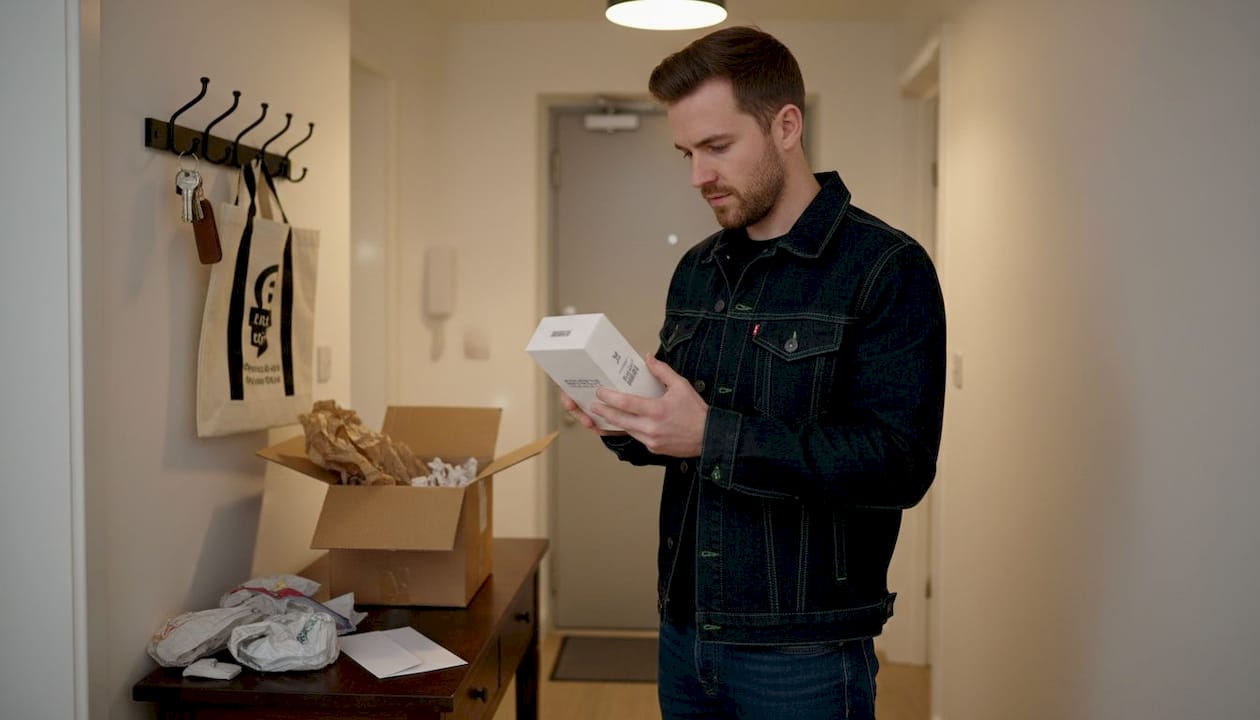 Checking authenticity codes on delivered perfume box