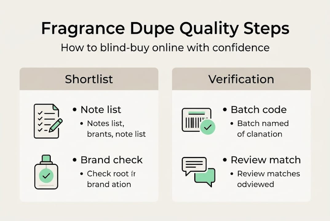 Infographic showing blind-buy perfume workflow