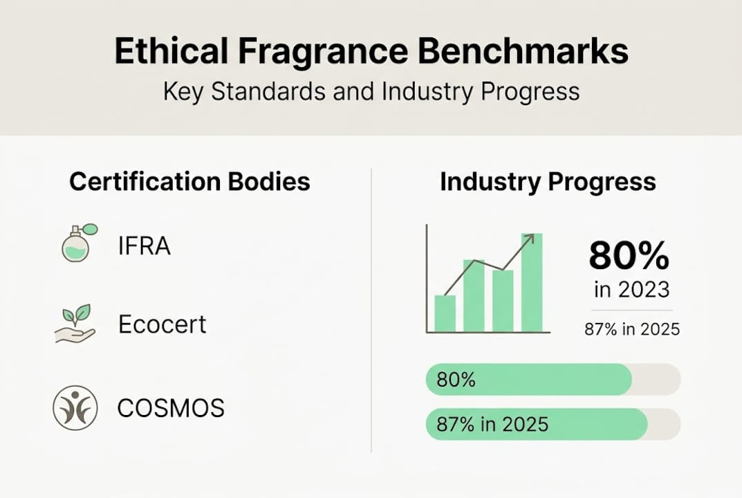 Infographic comparing fragrance certification and progress