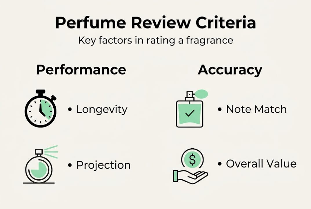 Infographic about perfume review criteria