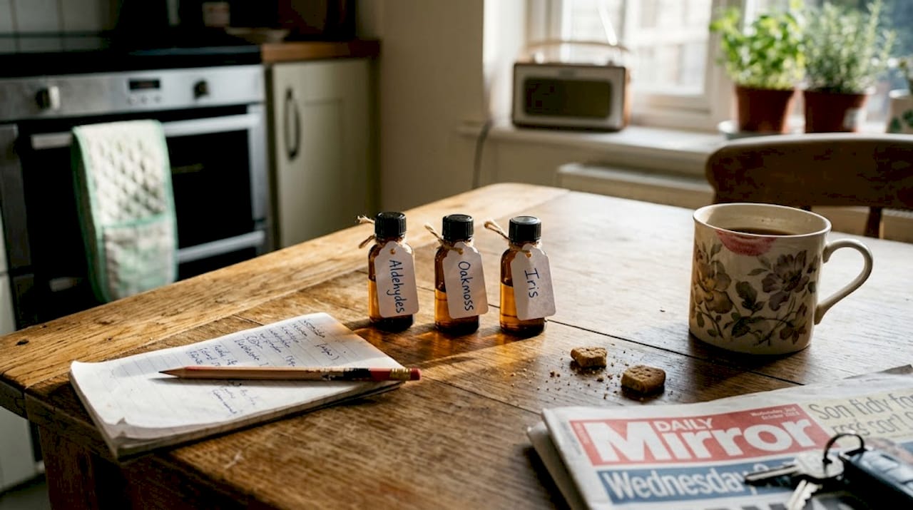 Glass vials of vintage perfume notes