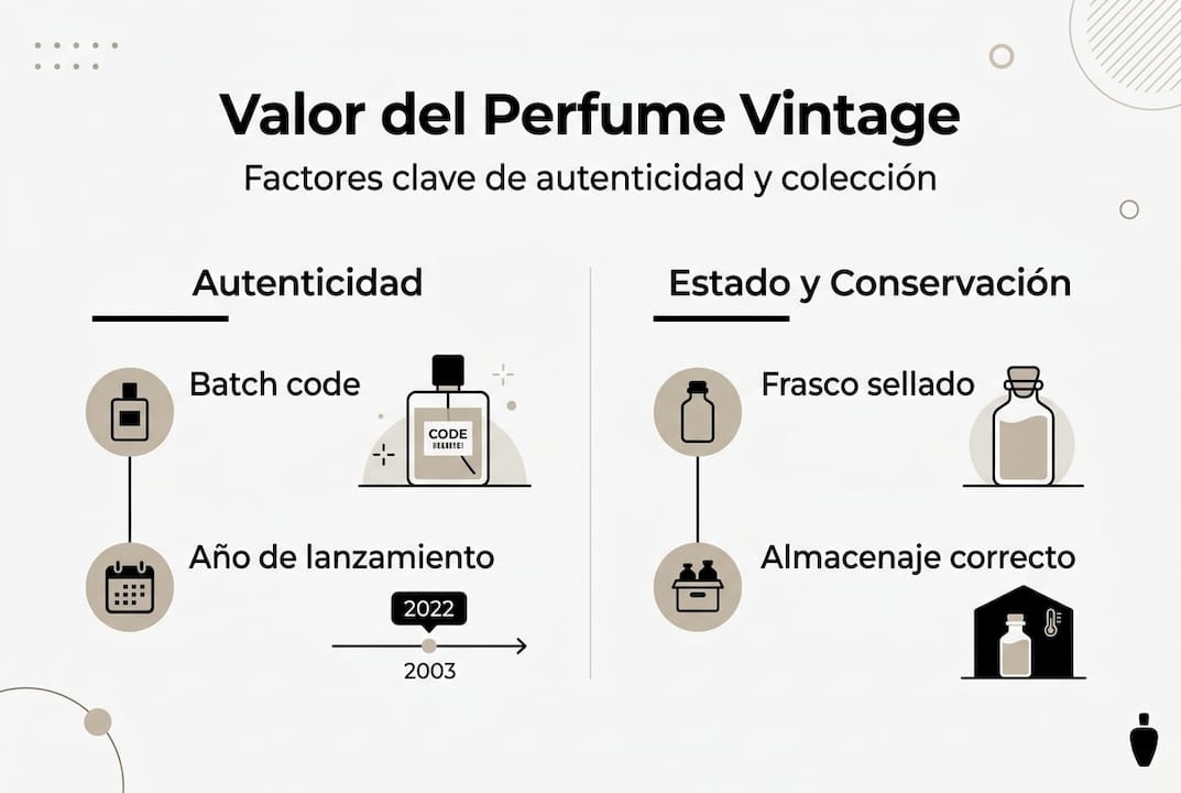 Infografía sobre cómo identificar el valor y la autenticidad de los perfumes vintage
