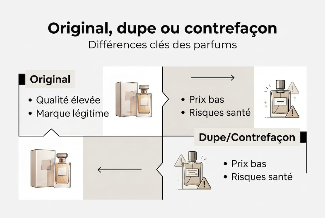 Infographie : comment reconnaître un parfum original d'une imitation (dupe)