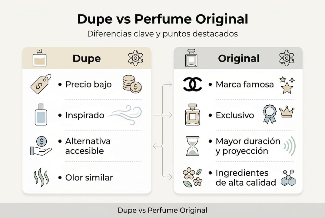 Infografía: diferencias entre el perfume original y su versión alternativa