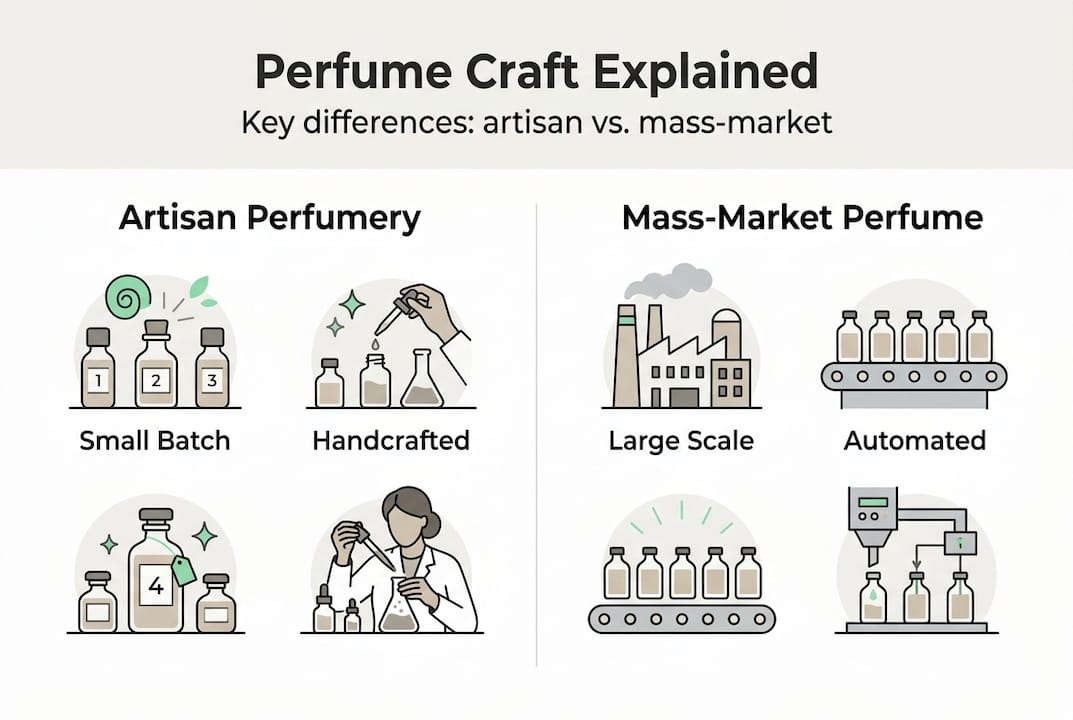 Infographic showing artisan versus mass-market perfume