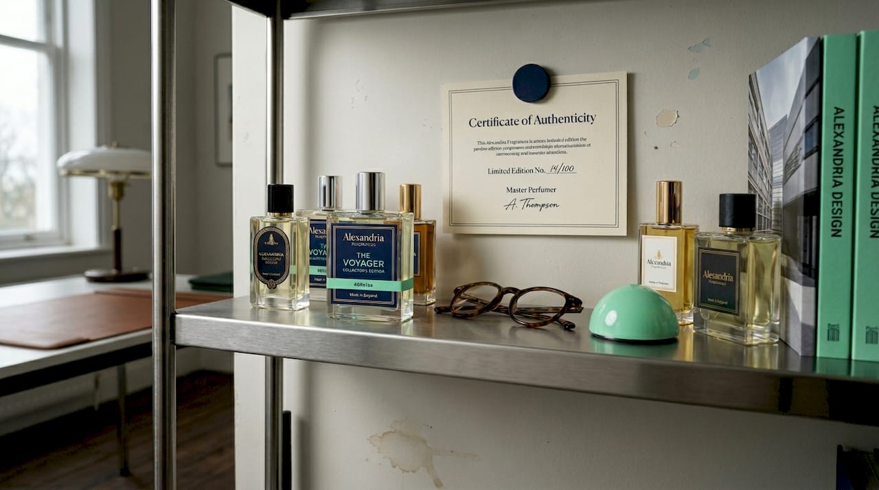 Limited edition fragrances displayed on home shelf