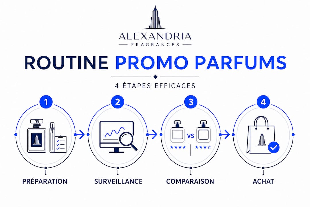 Visuel : les étapes clés d'une routine de promotion pour vos parfums