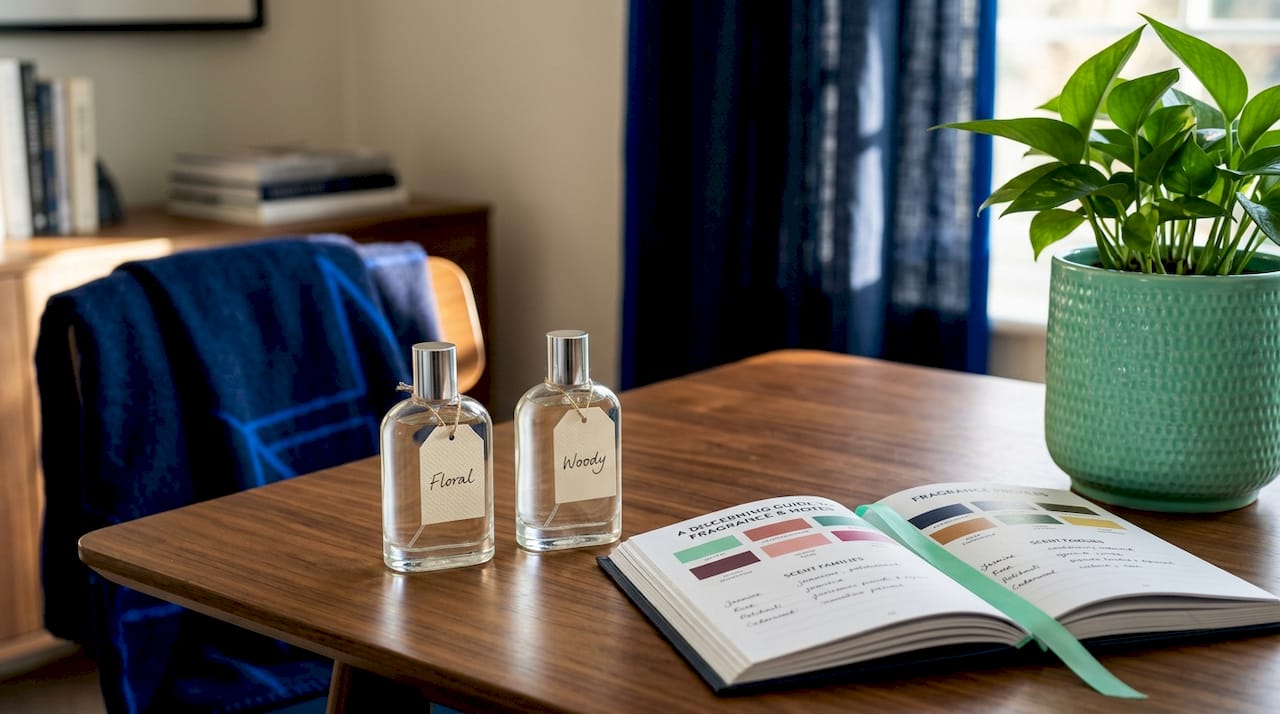 Perfume bottles showcasing fragrance families