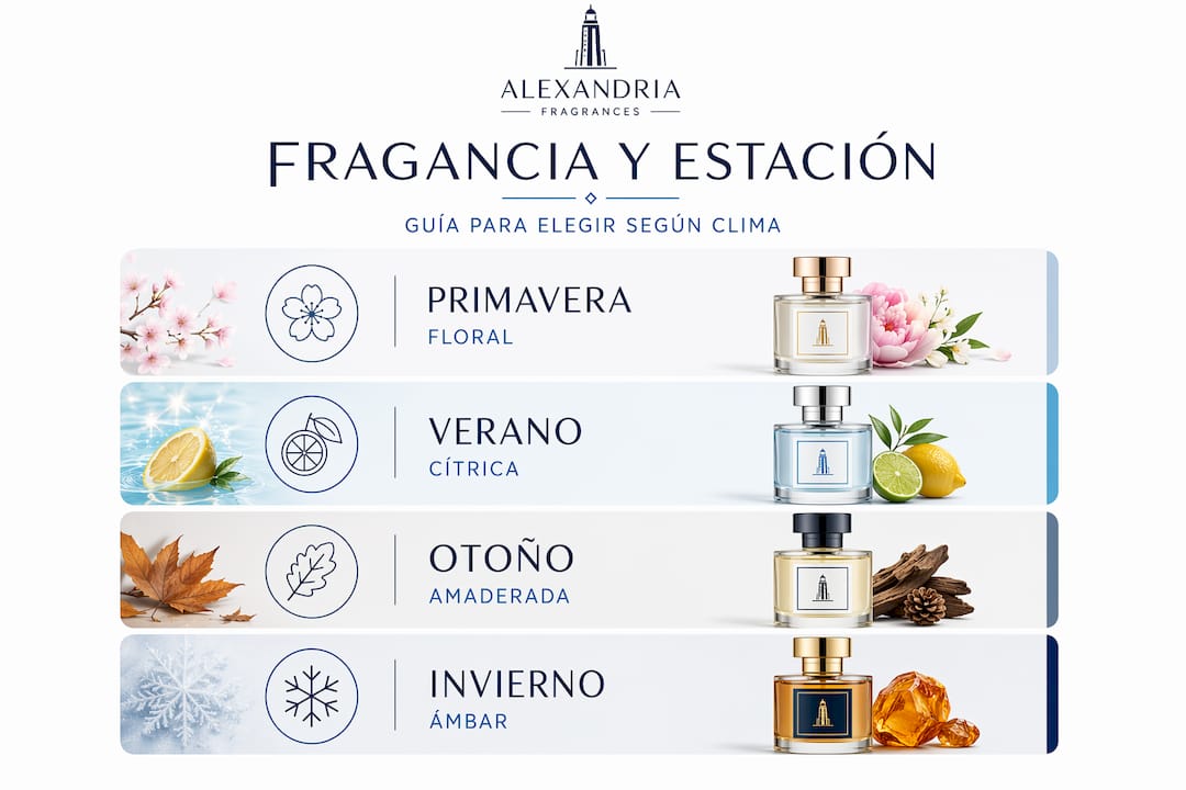 Guía visual para elegir la fragancia ideal según la temporada