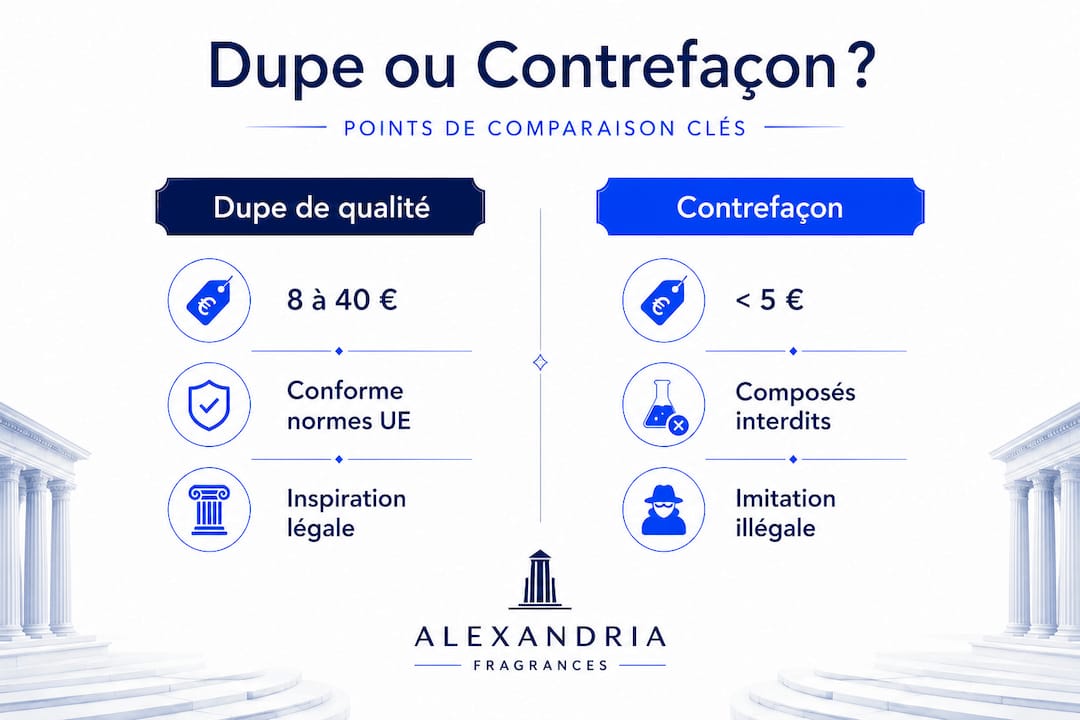 Infographie : quelles différences entre un produit dupe et une contrefaçon ?