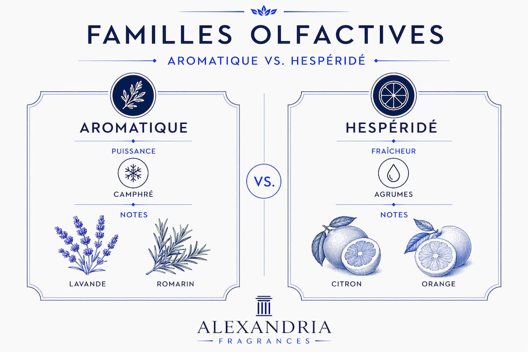 Infographie : les différences entre notes aromatiques et hespéridées mises en lumière